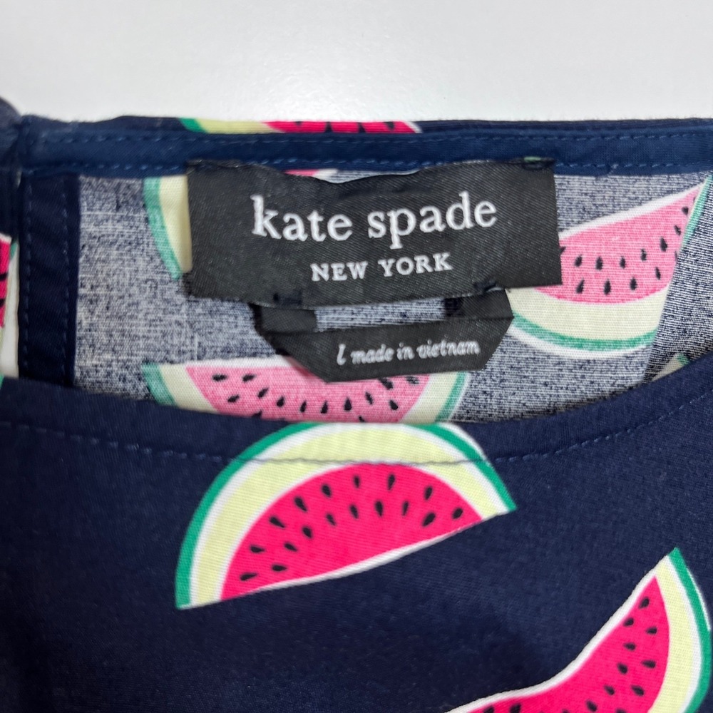Kate Spade Watermelon Party Blaire Dress Womens Large Navy Blue KC389 - Picture 3 of 13